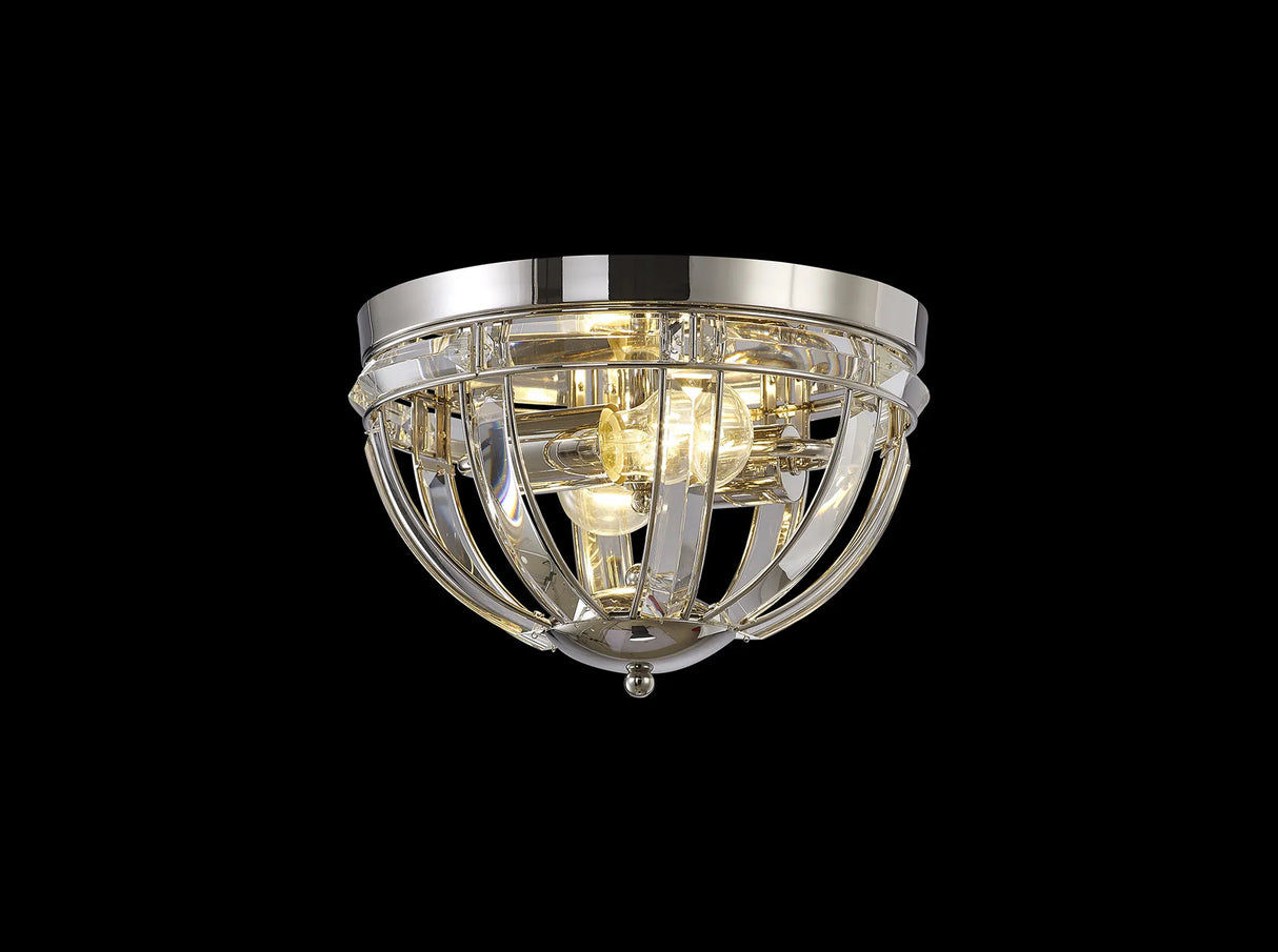 Ellison Round Flush, 2 x E27, Polished Nickel