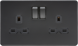 Knightsbridge - ML 13A 2G DP Switched Socket with Twin Earths - VARIOUS COLOUR options