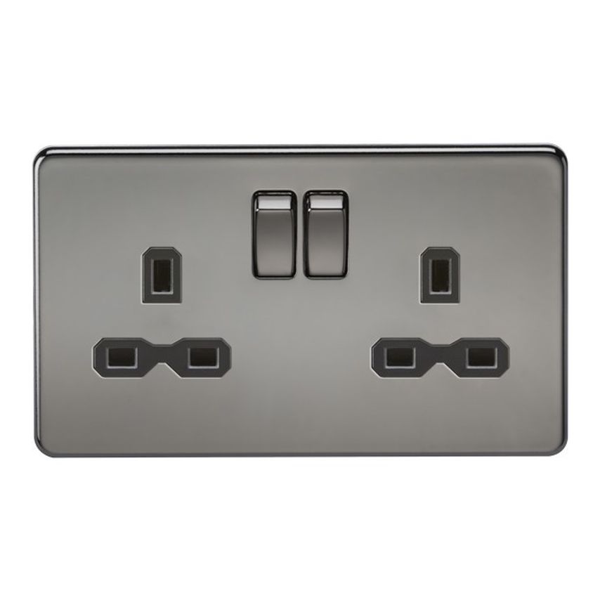 Knightsbridge - ML 13A 2G DP Switched Socket with Twin Earths - various colour options