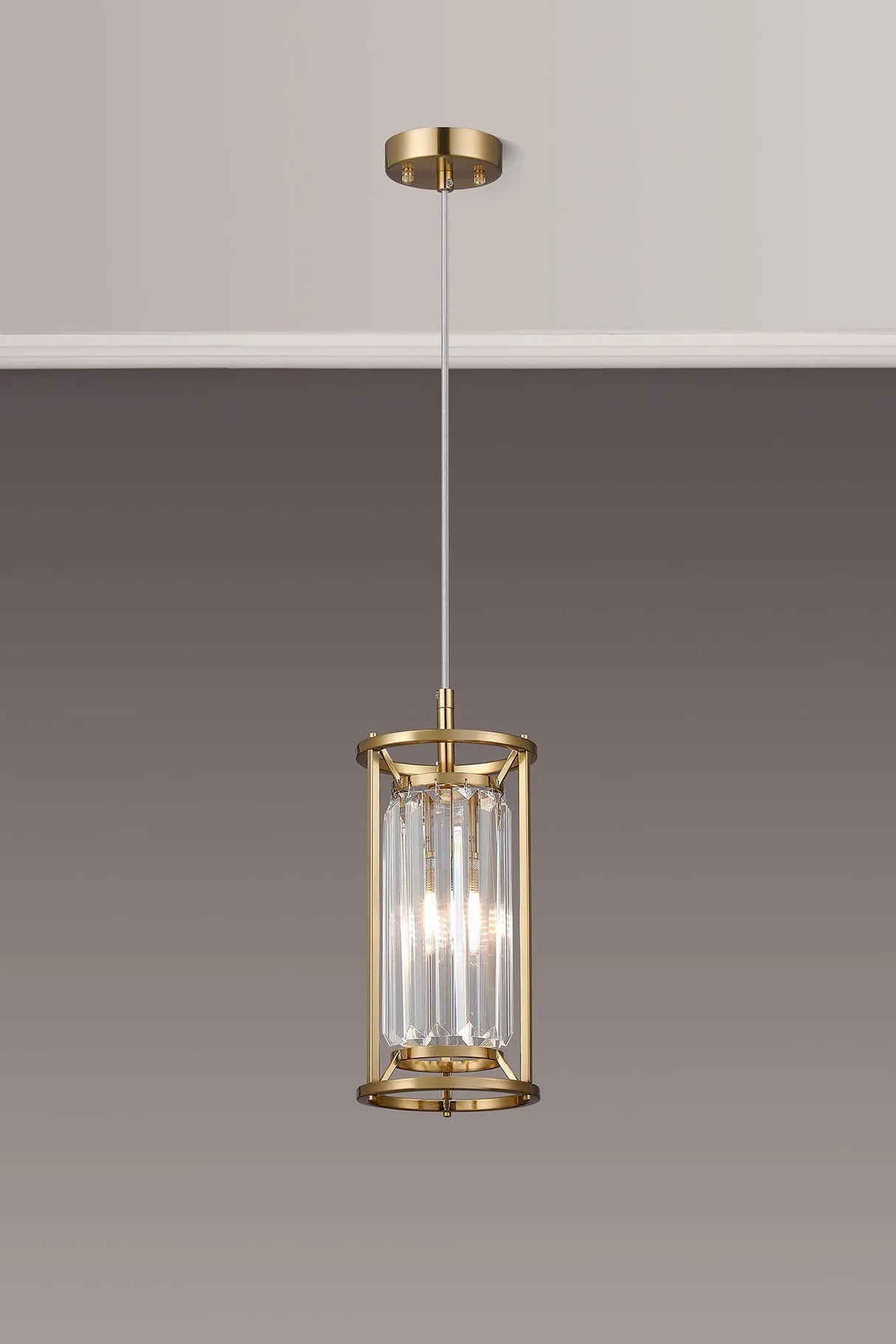 Trian 15cm Pendant/Semi Flush, 1 x G9, IP44, Gold / Clear
