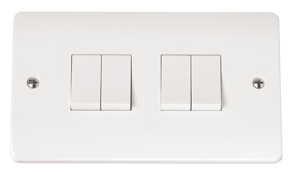 Click CMA019 Mode 4 Gang 2 Way Light Switch White