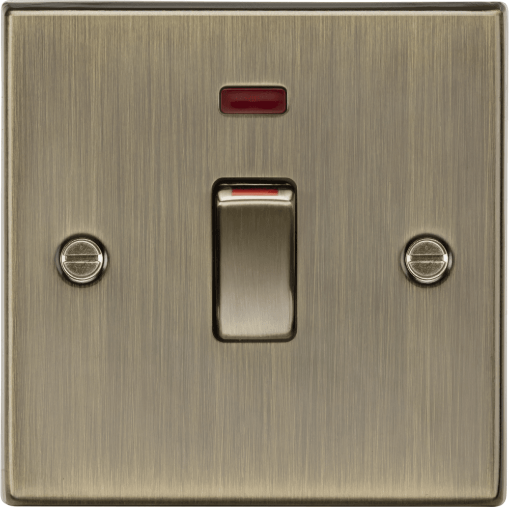 45A DP switch with neon (1G size) - Antique Brass CS81MNAB