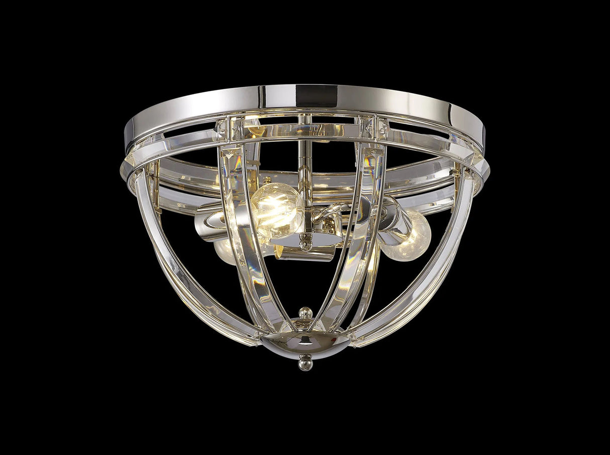 Ellison Round Flush, 3 x E27, Polished Nickel