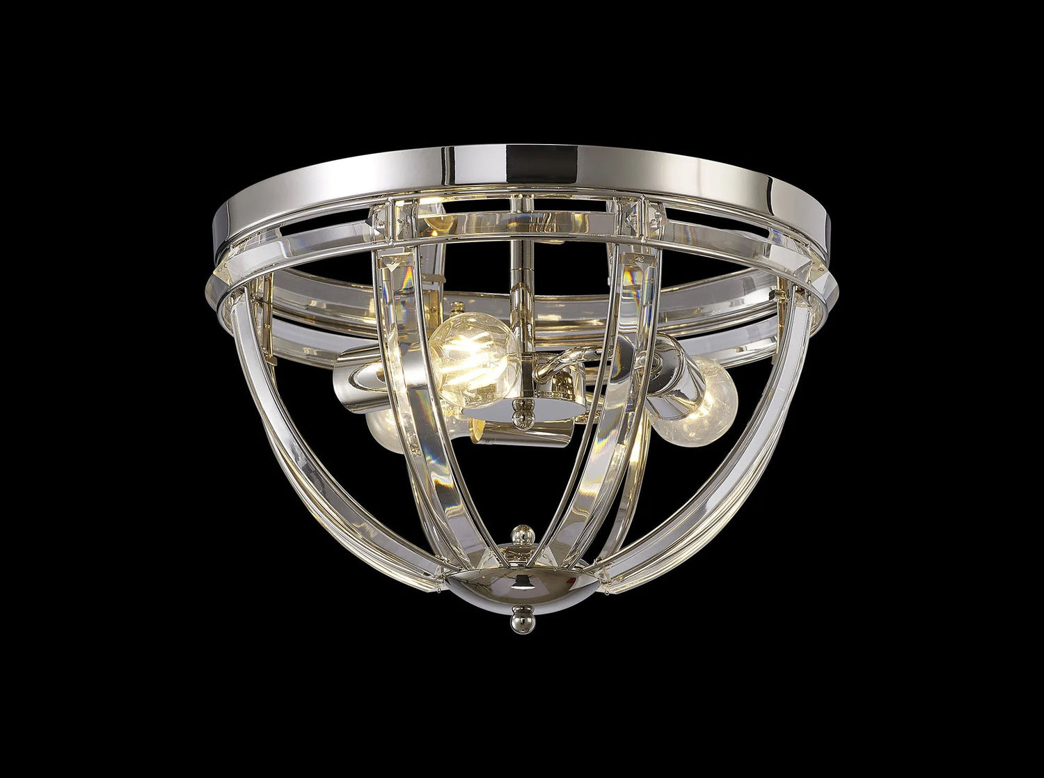 Ellison Round Flush, 3 x E27, Polished Nickel