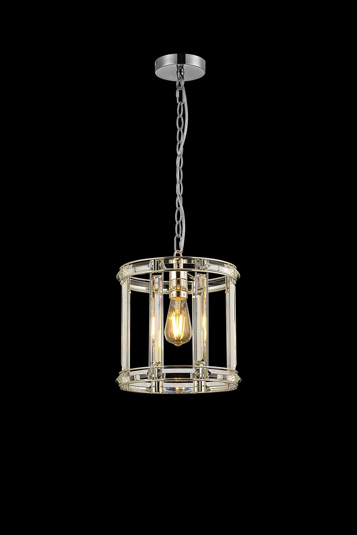 Ellison Round Drum Pendant/Semi Ceiling, 1 x E27, Polished Nickel