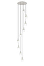 Aouchiche Round Pendant, 9 Light Adjustable E27, Beige Stone/Clear Wide Line Glass