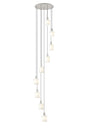 Aouchiche Round Pendant, 9 Light Adjustable E27, Beige Stone/Gloss White Wide Line Glass