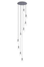 Aouchiche Round Pendant, 9 Light Adjustable E27, Dark Grey/Clear Narrow Line Glass
