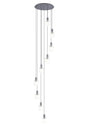 Aouchiche Round Pendant, 9 Light Adjustable E27, Dark Grey/Frosted/Clear Wide Line Glass