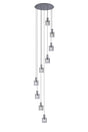 Aouchiche Round Pendant, 9 Light Adjustable E27, Dark Grey/Smoke Wide Line Glass