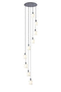 Aouchiche Round Pendant, 9 Light Adjustable E27, Dark Grey/Gloss White Wide Line Glass