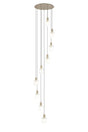 Aouchiche Round Pendant, 9 Light Adjustable E27, Light Gold/Frosted/Clear Wide Line Glass