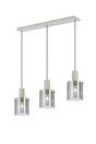 Aouchiche Linear Pendant, 3 Light Adjustable E27, Beige Stone/Smoke Wide Line Glass