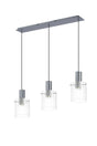 Aouchiche Linear Pendant, 3 Light Adjustable E27, Dark Grey/Clear Narrow Line Glass