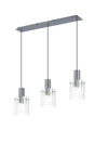 Aouchiche Linear Pendant, 3 Light Adjustable E27, Dark Grey/Clear Wide Line Glass