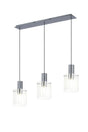 Aouchiche Linear Pendant, 3 Light Adjustable E27, Dark Grey/Frosted/Clear Wide Line Glass