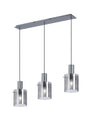 Aouchiche Linear Pendant, 3 Light Adjustable E27, Dark Grey/Smoke Wide Line Glass