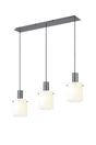 Aouchiche Linear Pendant, 3 Light Adjustable E27, Dark Grey/Gloss White Wide Line Glass