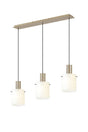 Aouchiche Linear Pendant, 3 Light Adjustable E27, Light Gold/Gloss White Wide Line Glass