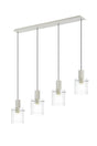 Aouchiche Linear Pendant, 4 Light Adjustable E27, Beige Stone/Clear Narrow Line Glass