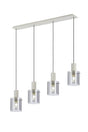 Aouchiche Linear Pendant, 4 Light Adjustable E27, Beige Stone/Smoke Narrow Line Glass