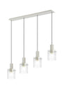 Aouchiche Linear Pendant, 4 Light Adjustable E27, Beige Stone/Clear Wide Line Glass