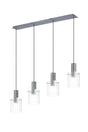 Aouchiche Linear Pendant, 4 Light Adjustable E27, Dark Grey/Clear Narrow Line Glass