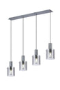 Aouchiche Linear Pendant, 4 Light Adjustable E27, Dark Grey/Smoke Narrow Line Glass