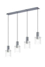 Aouchiche Linear Pendant, 4 Light Adjustable E27, Dark Grey/Clear Wide Line Glass