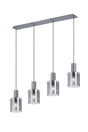 Aouchiche Linear Pendant, 4 Light Adjustable E27, Dark Grey/Smoke Wide Line Glass