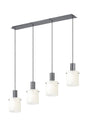 Aouchiche Linear Pendant, 4 Light Adjustable E27, Dark Grey/Gloss White Wide Line Glass