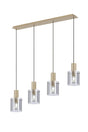 Aouchiche Linear Pendant, 4 Light Adjustable E27, Light Gold/Smoke Narrow Line Glass