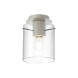 Aouchiche Round Ceiling Flush, 1 Light Flush Fitting E27, Beige Stone/Clear Narrow Line Glass