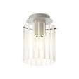 Aouchiche Round Ceiling Flush, 1 Light Flush Fitting E27, Beige Stone/Frosted/Clear Wide Line Glass