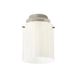 Aouchiche Round Ceiling Flush, 1 Light Flush Fitting E27, Beige Stone/Gloss White Wide Line Glass