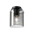 Aouchiche Round Ceiling Flush, 1 Light Flush Fitting E27, Dark Grey/Smoke Narrow Line Glass