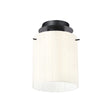 Aouchiche Round Ceiling Flush, 1 Light Flush Fitting E27, Dark Grey/Gloss White Wide Line Glass