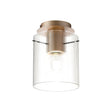 Aouchiche Round Ceiling Flush, 1 Light Flush Fitting E27, Light Gold/Clear Narrow Line Glass