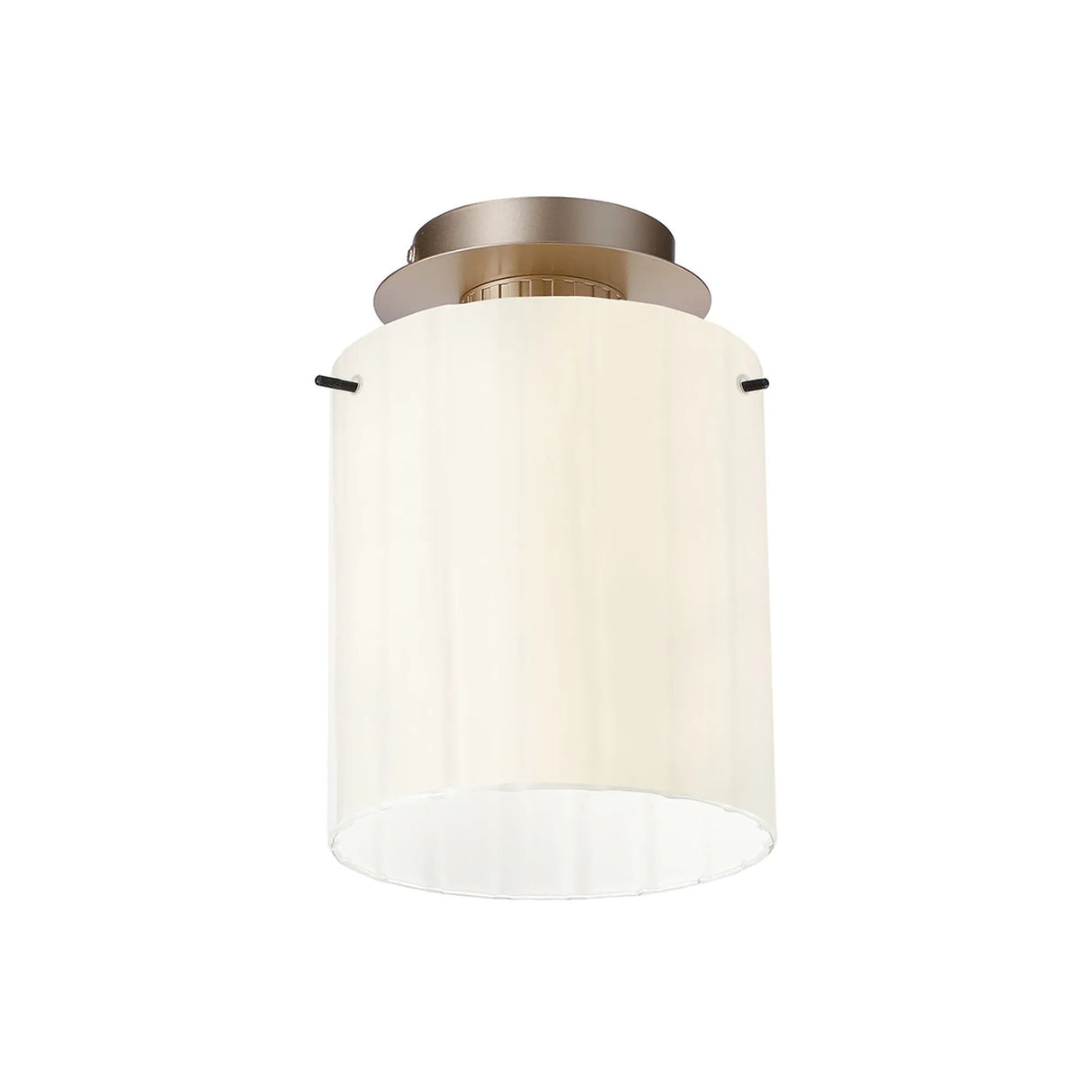 Aouchiche Round Ceiling Flush, 1 Light Flush Fitting E27, Light Gold/Gloss White Wide Line Glass