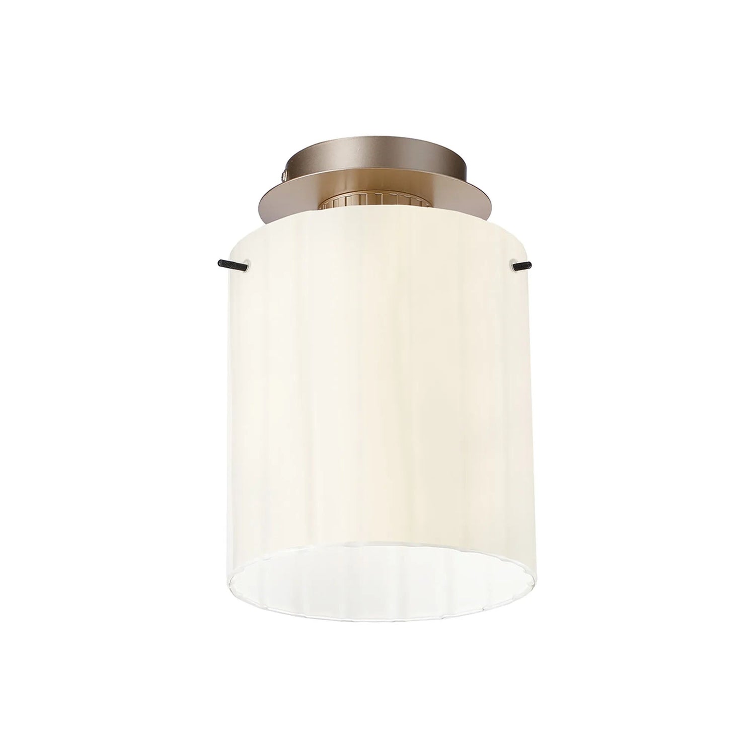 Aouchiche Round Ceiling Flush, 1 Light Flush Fitting E27, Light Gold/Gloss White Wide Line Glass
