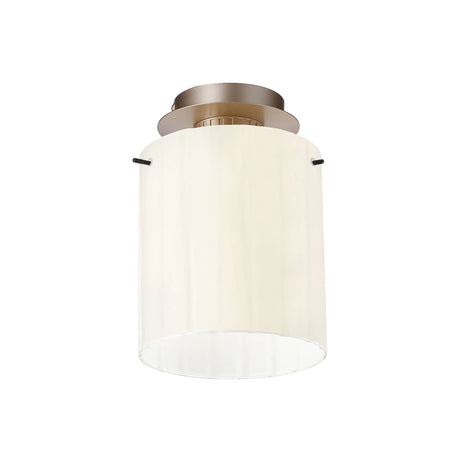 Aouchiche Round Ceiling Flush, 1 Light Flush Fitting E27, Light Gold/Gloss White Wide Line Glass