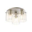 Aouchiche Round Ceiling Flush, 3 Light Flush Fitting E27, Beige Stone/Frosted/Clear Wide Line Glass