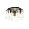 Aouchiche Round Ceiling Flush, 3 Light Flush Fitting E27, Dark Grey/Frosted/Clear Wide Line Glass