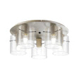 Aouchiche Round Ceiling Flush, 5 Light Flush Fitting E27, Beige Stone/Clear Narrow Line Glass