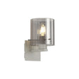 Aouchiche Single Switched Wall Lamp, 1 Light, E27, Beige Stone/Smoke Wide Line Glass