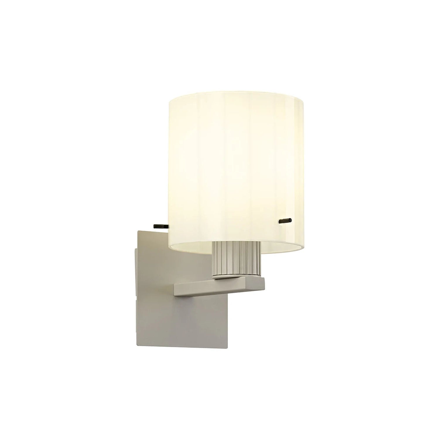 Aouchiche Single Switched Wall Lamp, 1 Light, E27, Beige Stone/Gloss White Wide Line Glass