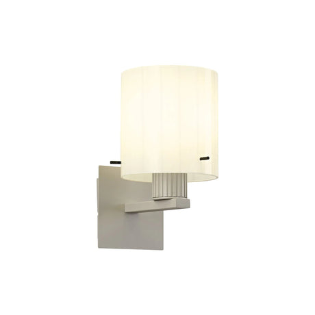 Aouchiche Single Switched Wall Lamp, 1 Light, E27, Beige Stone/Gloss White Wide Line Glass