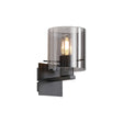 Aouchiche Single Switched Wall Lamp, 1 Light, E27, Dark Grey/Smoke Wide Line Glass