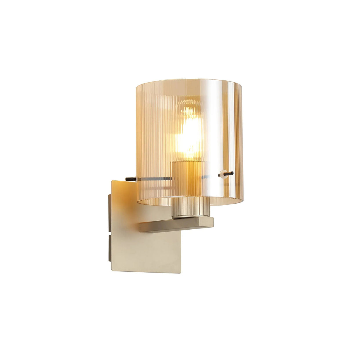 Aouchiche Single Switched Wall Lamp, 1 Light, E27, Light Gold/Amber Narrow Line Glass