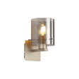 Aouchiche Single Switched Wall Lamp, 1 Light, E27, Light Gold/Smoke Narrow Line Glass